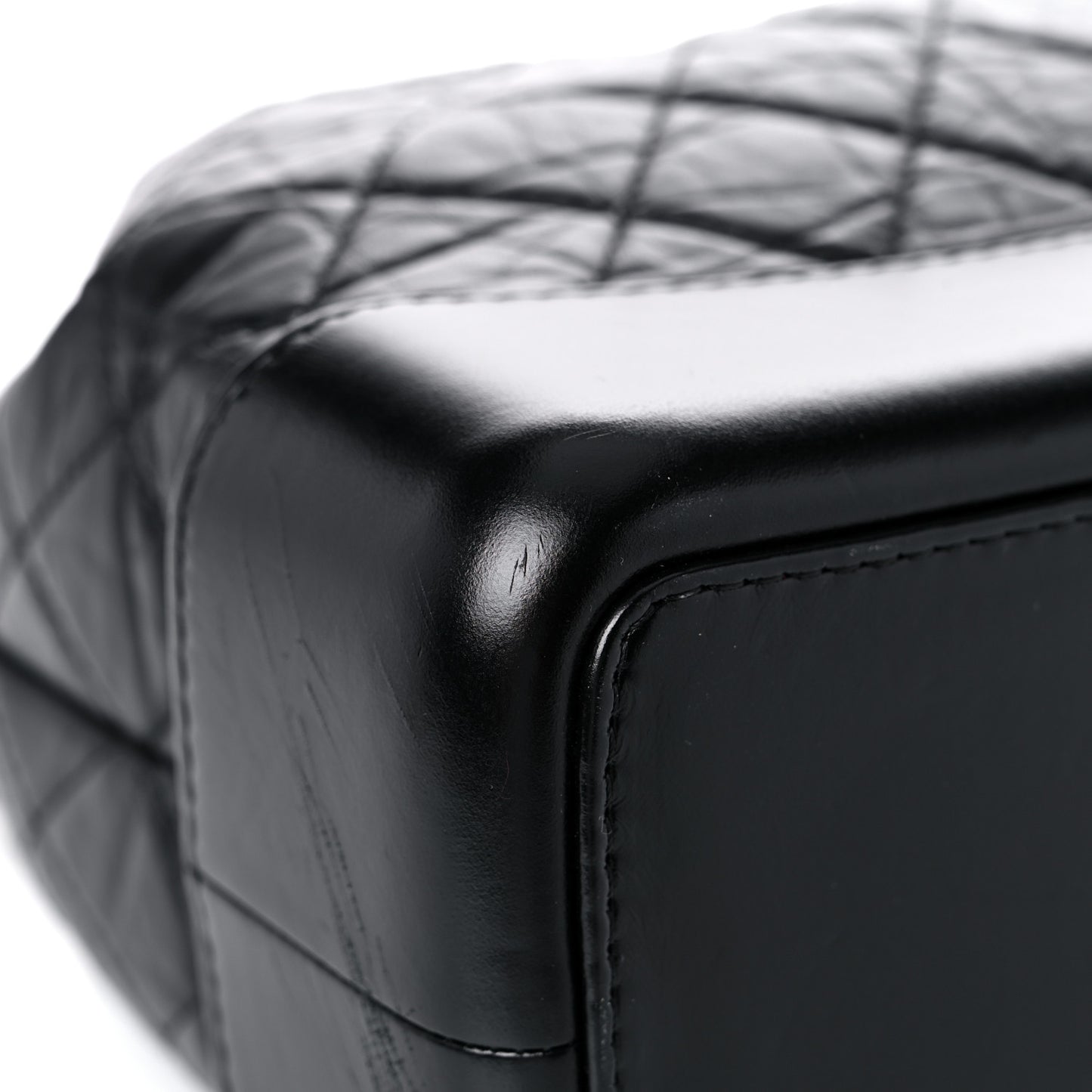 Aged Calfskin Quilted Gabrielle Backpack Black