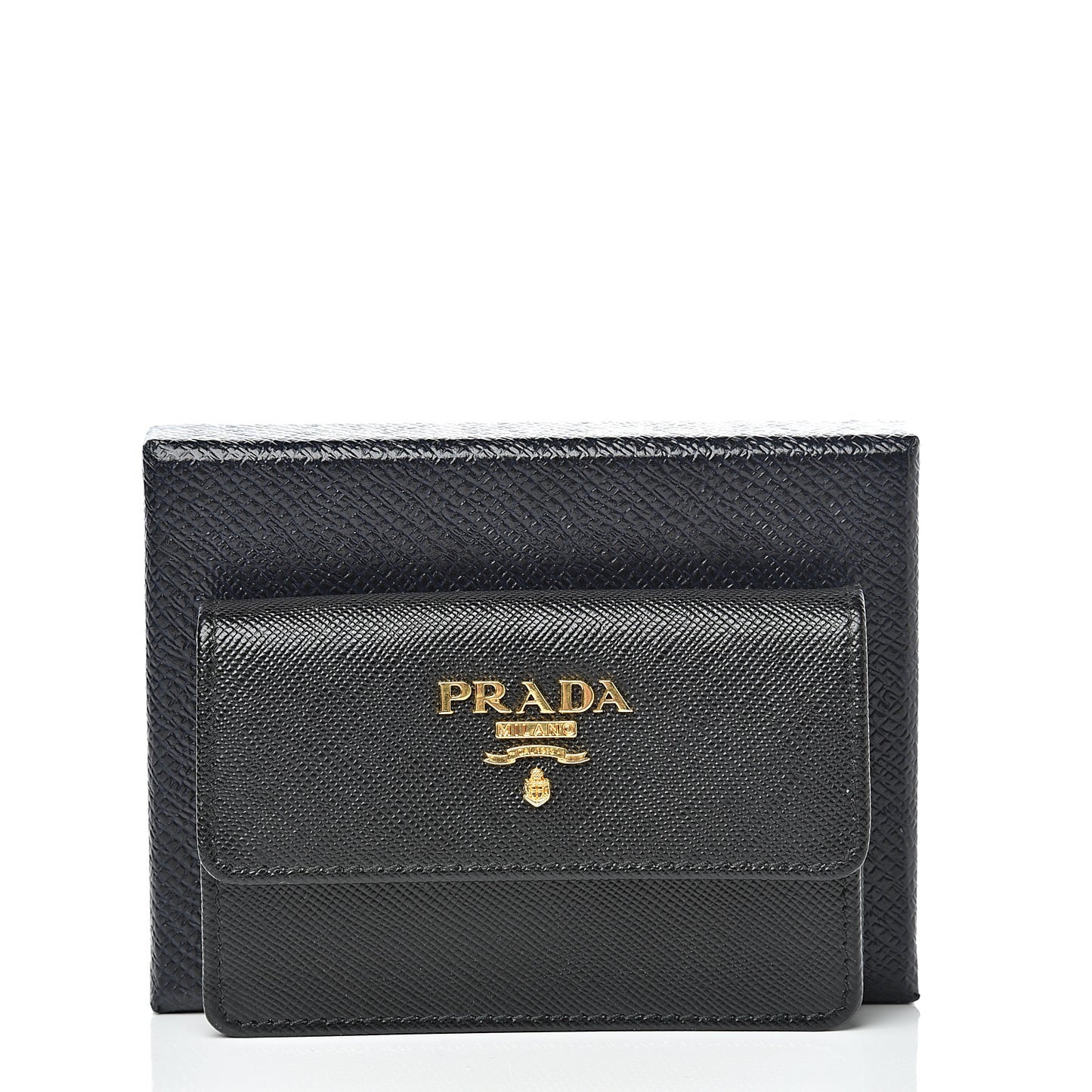 Saffiano Metal Flap Card Holder Black
