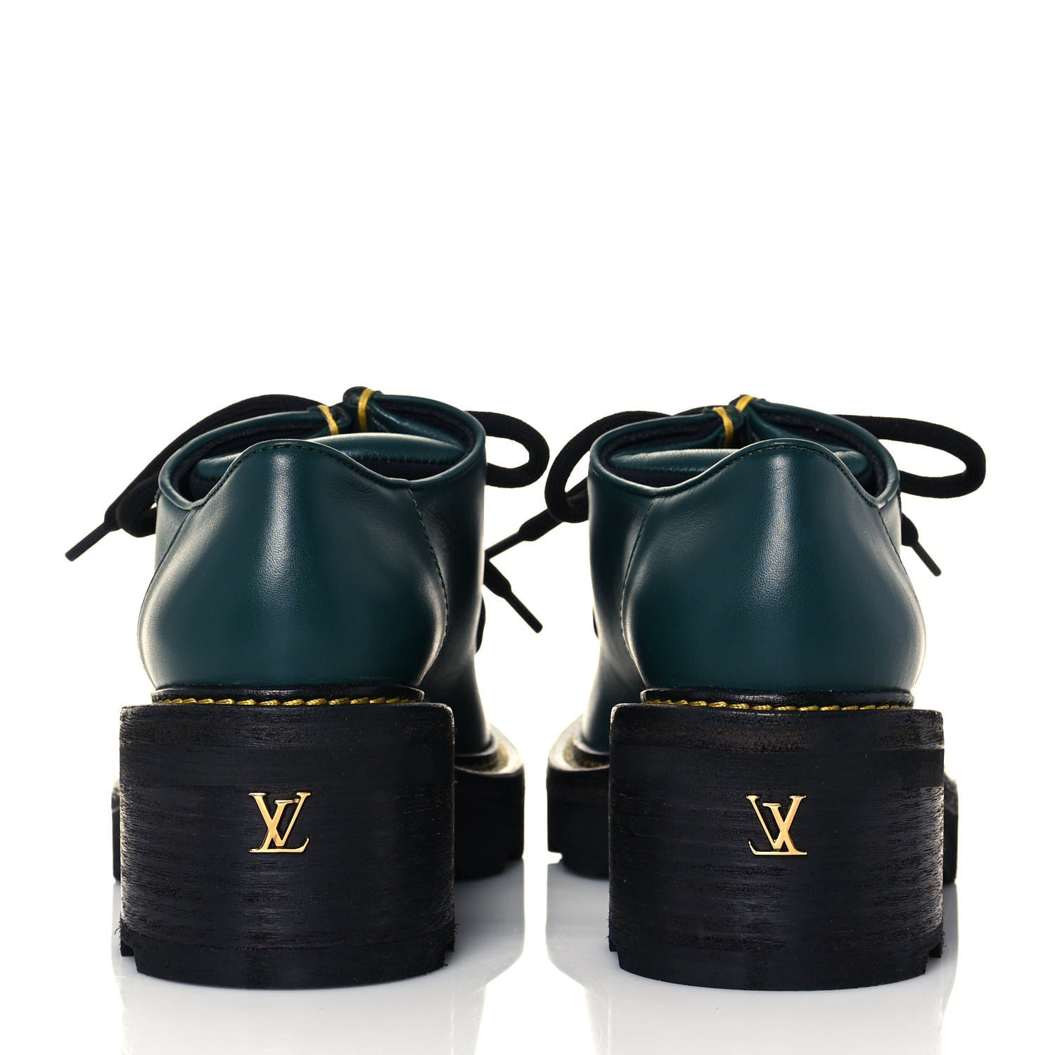 Louis Vuitton Calfskin Beaubourg Platform Derby Shoes 37.5 Green 5 of 9