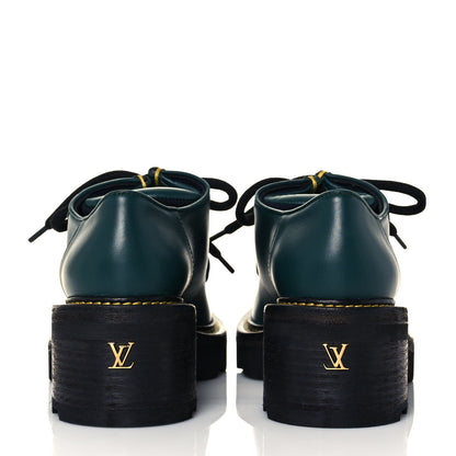 Louis Vuitton Calfskin Beaubourg Platform Derby Shoes 37.5 Green 5 of 9