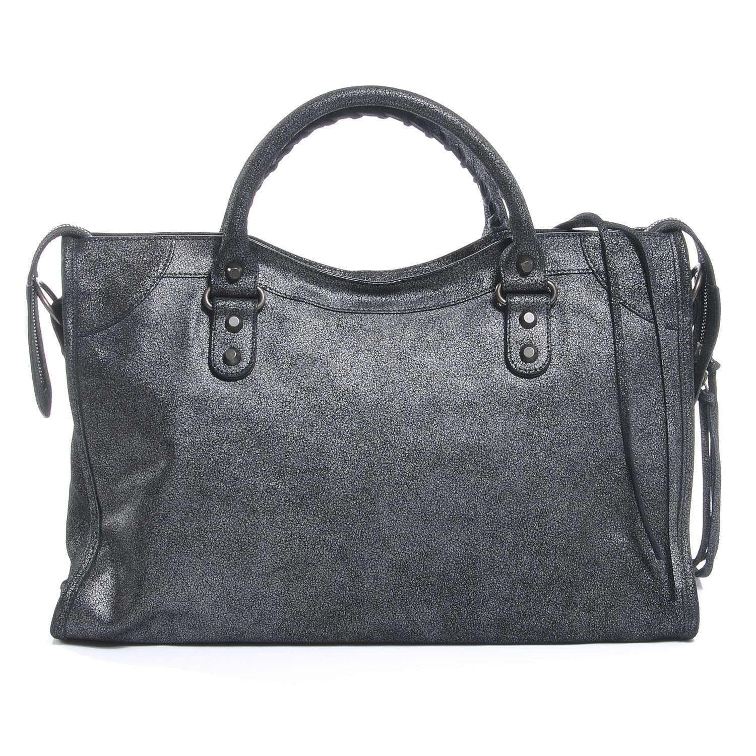 Balenciaga Metallic Craquele Calfskin Classic Hardware City Black 3 of 7