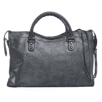 Balenciaga Metallic Craquele Calfskin Classic Hardware City Black 3 of 7