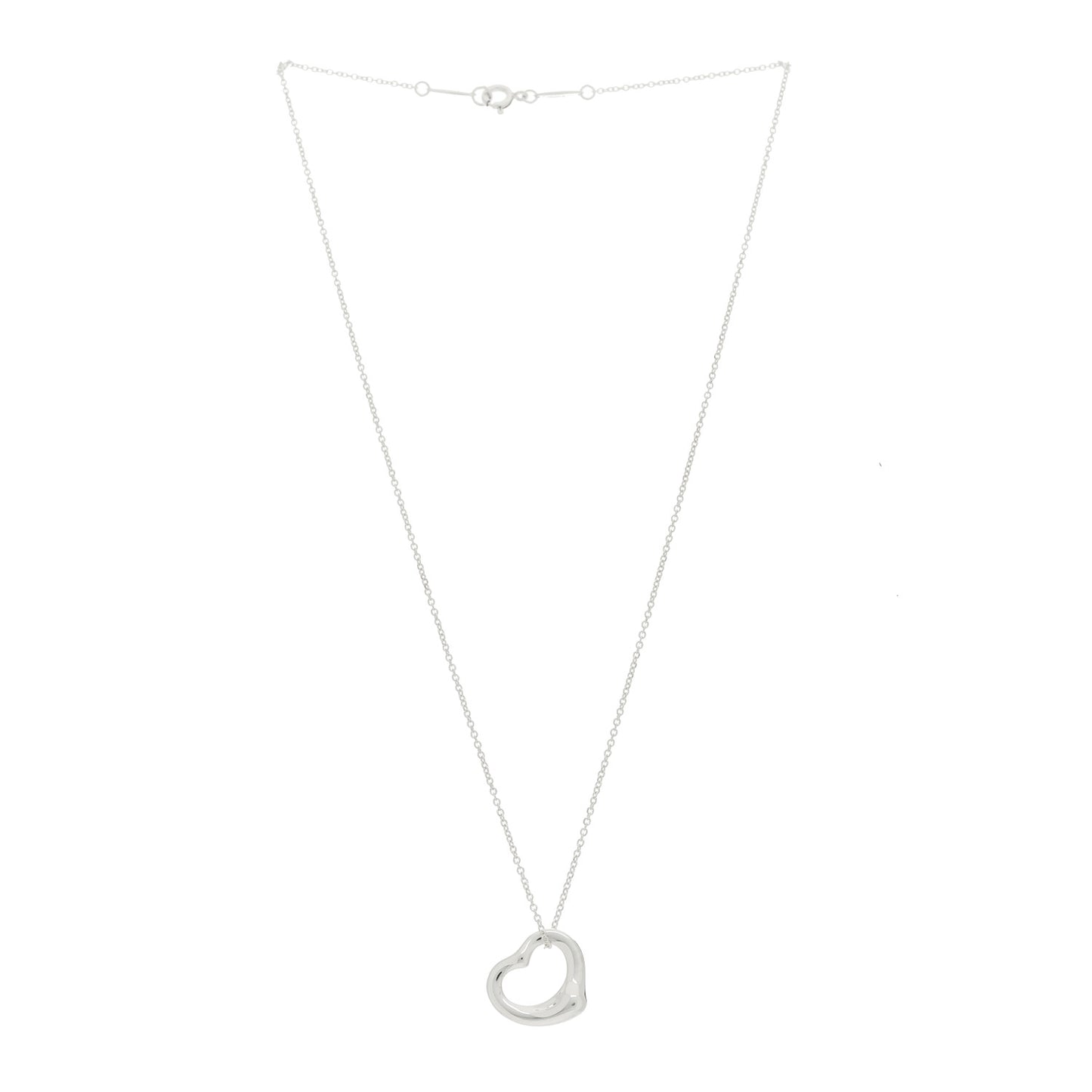 Sterling Silver 16mm Elsa Peretti Open Heart Pendant Necklace