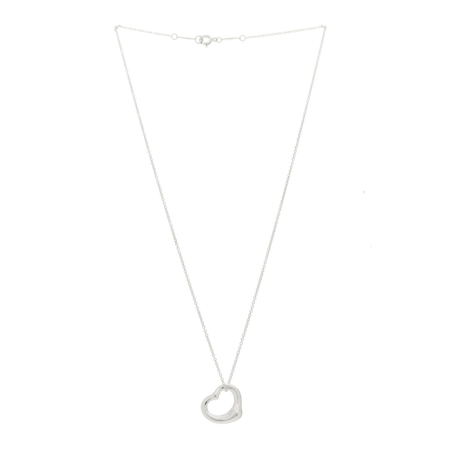 Tiffany Sterling Silver 16mm Elsa Peretti Open Heart Pendant Necklace 3 of 7