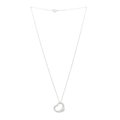 Tiffany Sterling Silver 16mm Elsa Peretti Open Heart Pendant Necklace 3 of 7