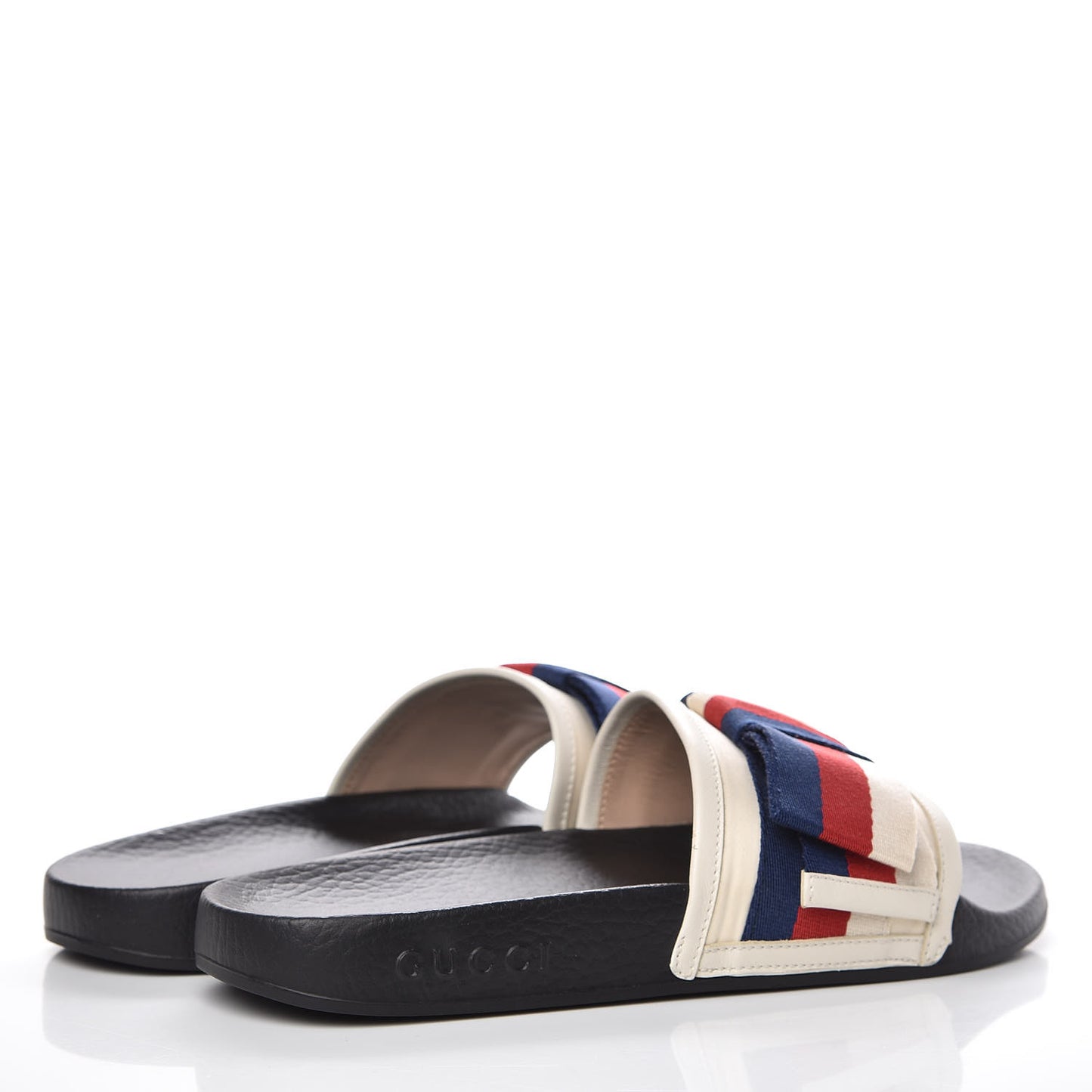 Satin Web Sylvie Bow Slide Sandals 37 White
