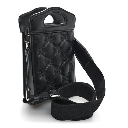 Gucci Nylon Calfskin Enamel GG Matelasse Mini Top Slip Handle Crossbody Bag Black 3 of 9