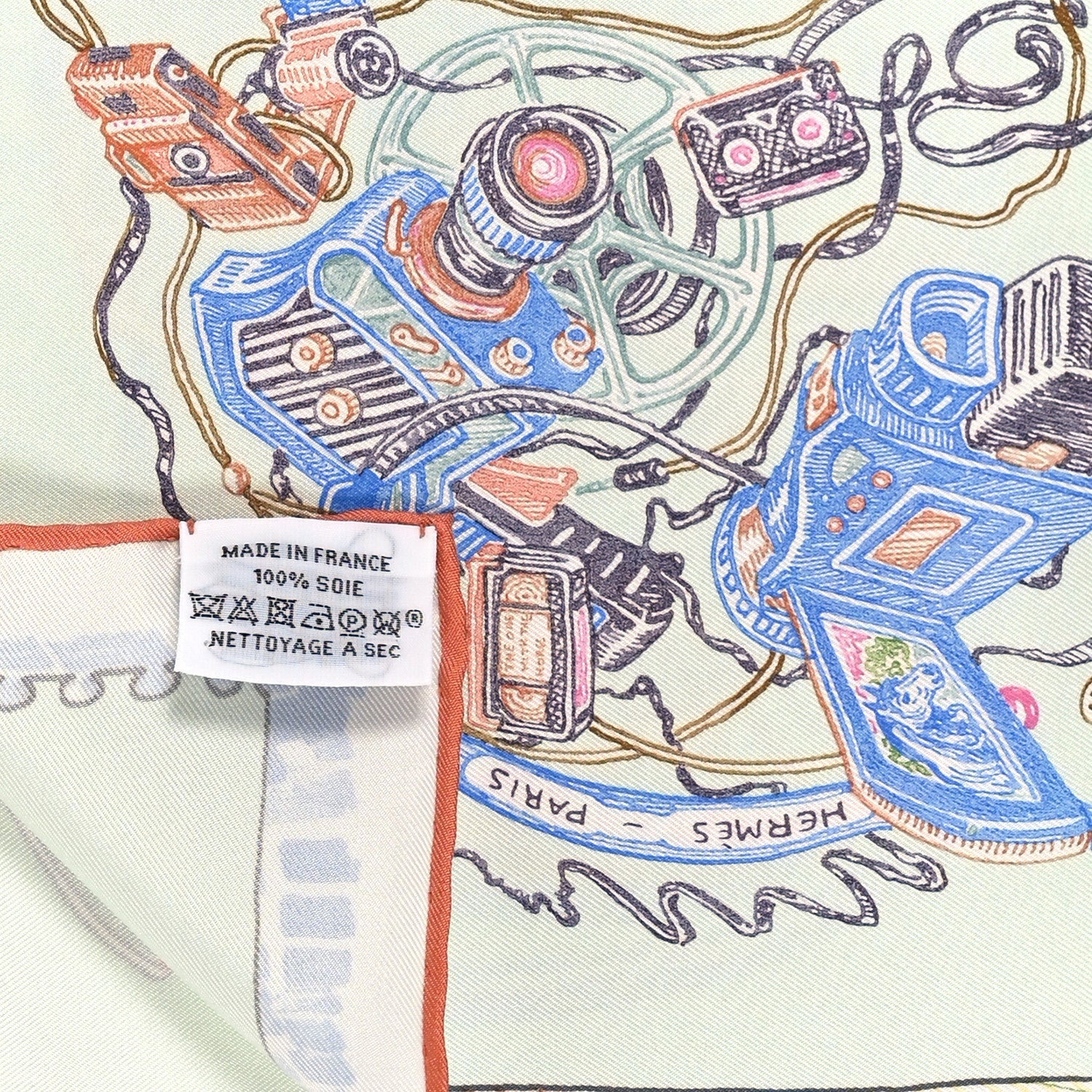 Hermes Silk Chevaloscope Scarf 90 White Bleu Multicolor 3 of 3
