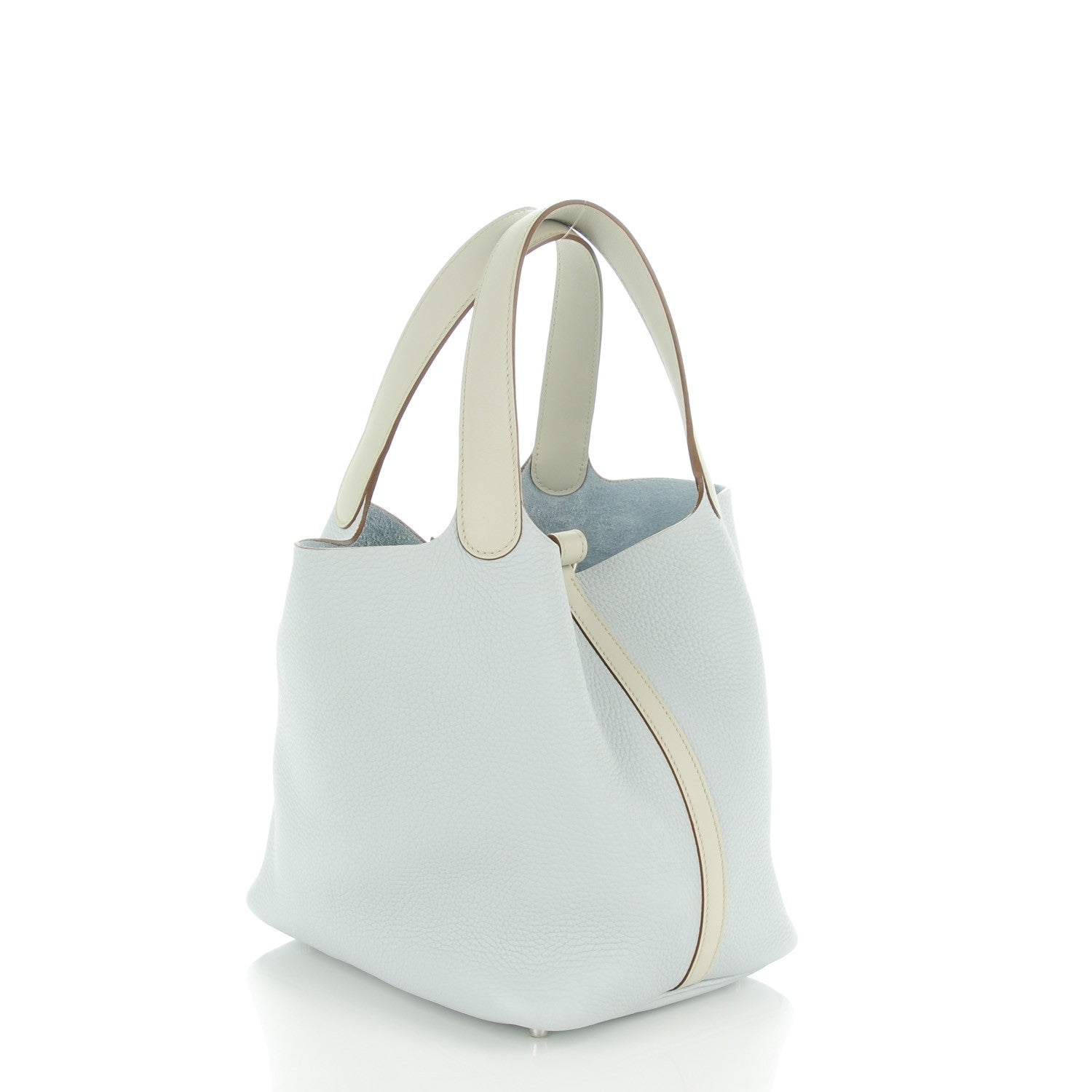 Hermes Taurillon Clemence Swift Picotin Lock 22 MM Bleu Pale Gris Perle 3 of 10