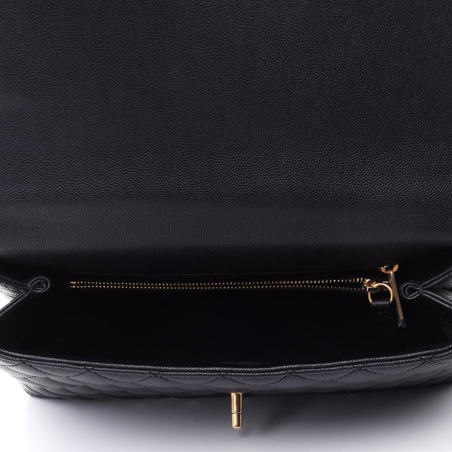 Caviar Lizard Embossed Quilted Small Coco Handle Flap Black