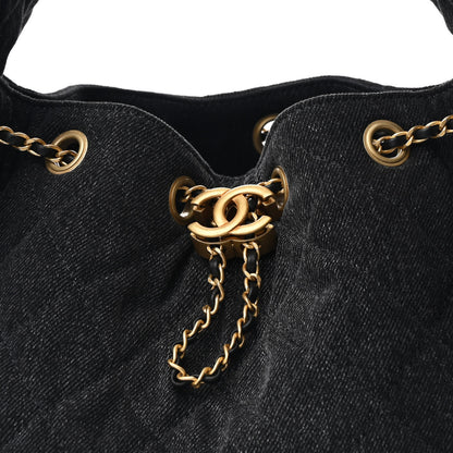 Chanel Washed Denim Quilted Small Chanel 25 Handbag Black 8 of 11