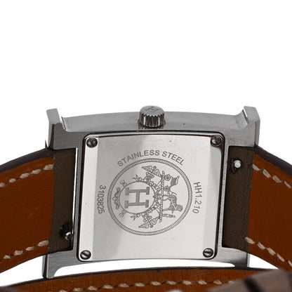 Hermes Stainless Steel Swift Diamond Mother of Pearl 21mm Heure H Hour Double Tour Quartz Watch Etoupe 4 of 5