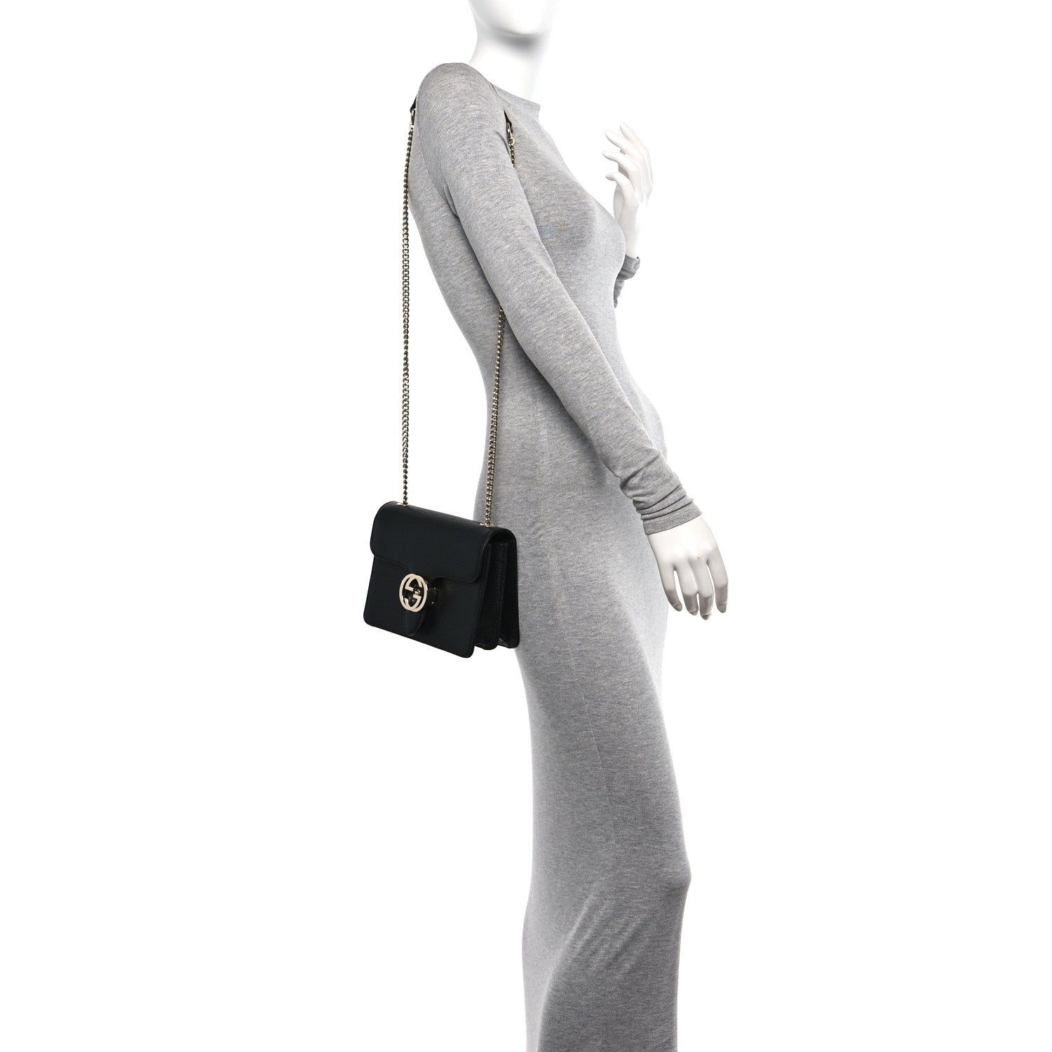 Gucci Dollar Calfskin Small Interlocking G Shoulder Bag Black 2 of 11