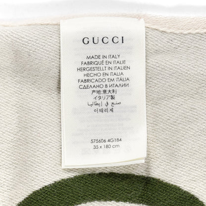 Gucci Wool Geyjerry Reversible Fringe Scarf Green Red 2 of 4