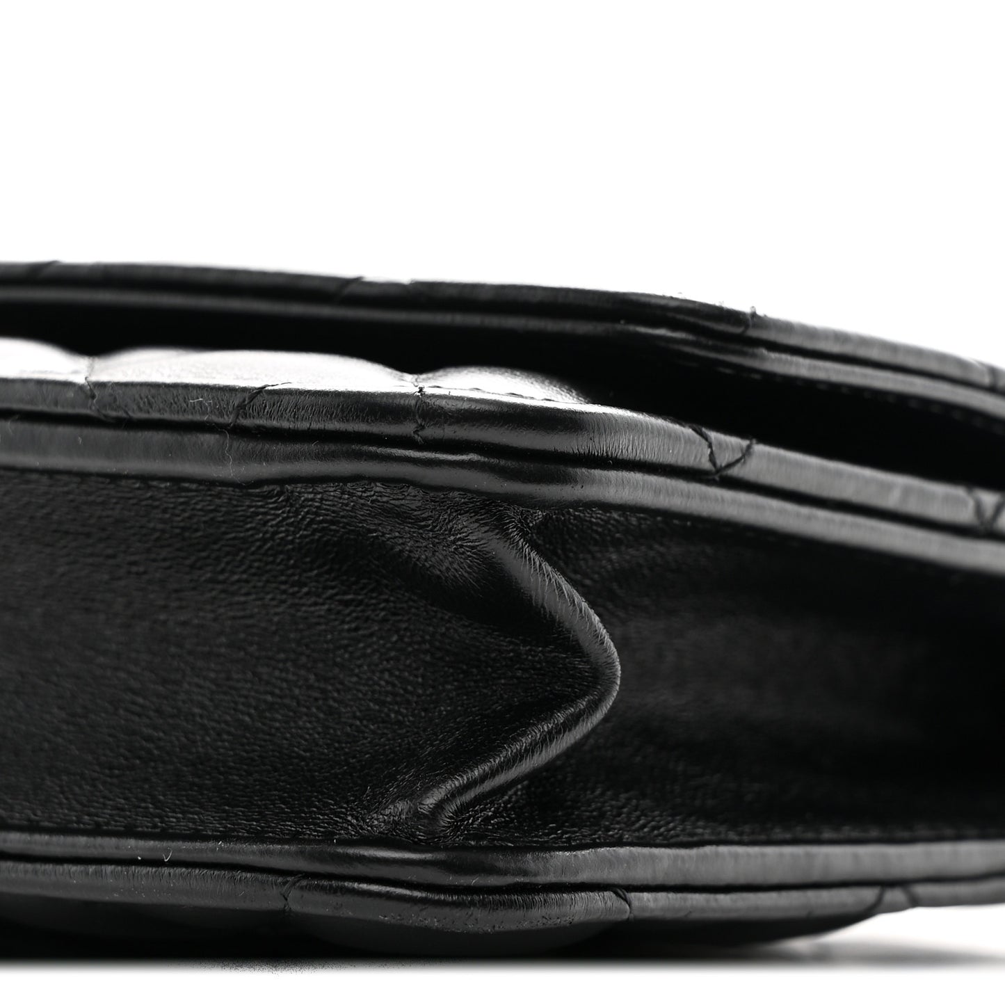 Lambskin Resin Quilted Wallet On Chain WOC Black