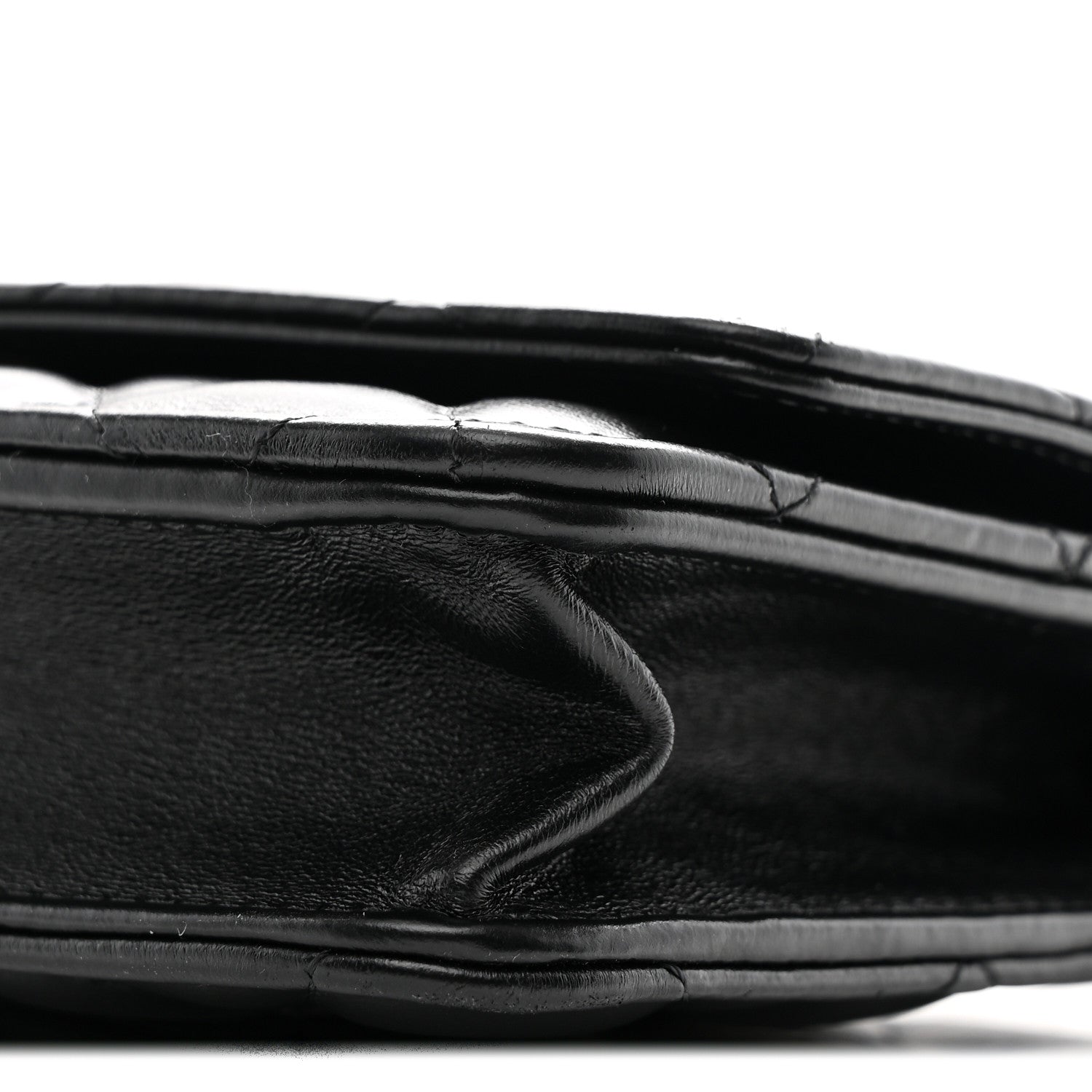 Chanel Lambskin Resin Quilted Wallet On Chain WOC Black 11 of 11