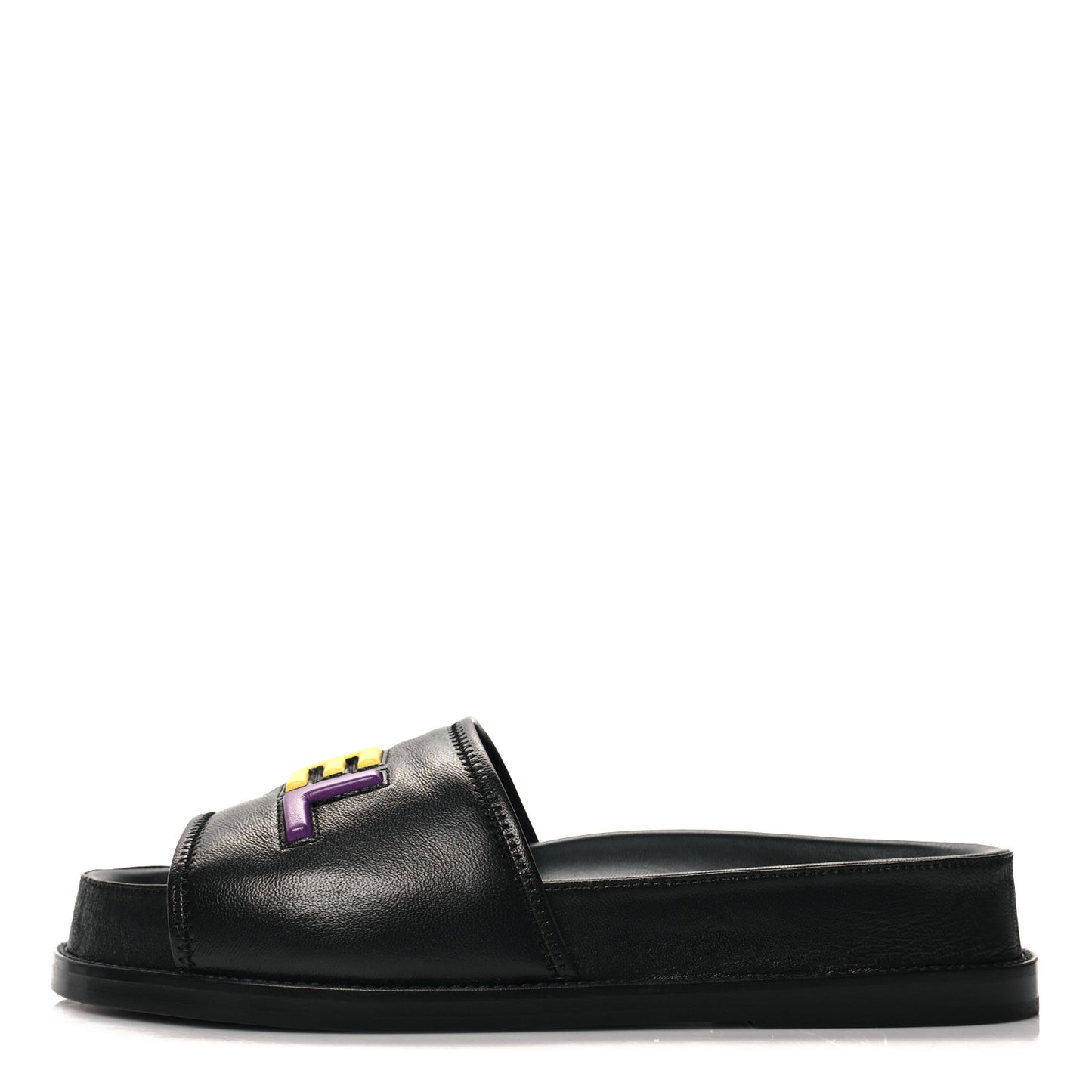 Lambskin Cha-Nel Mule Sandals 40 Black Multicolor