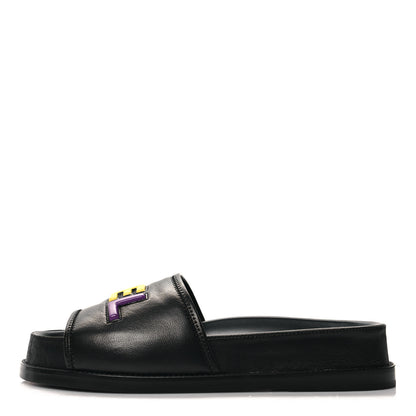 Chanel Lambskin Cha-Nel Mule Sandals 40 Black Multicolor 1 of 10