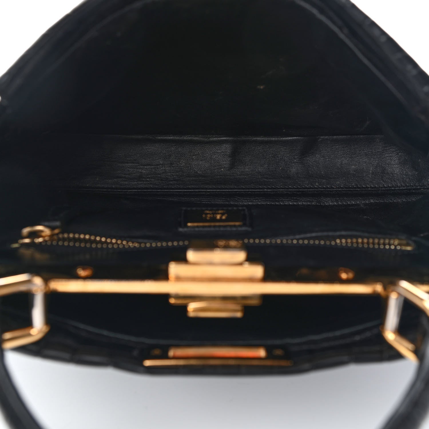 Fendi Crocodile Medium Peekaboo Iconic Satchel Black 4 of 10