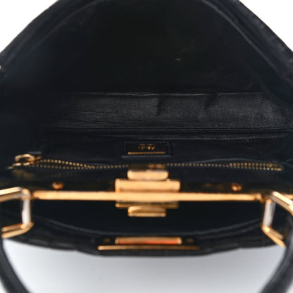 Fendi Crocodile Medium Peekaboo Iconic Satchel Black 4 of 10