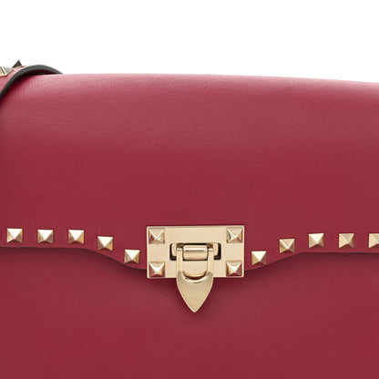 Valentino Garavani Vitello Medium Rockstud Flap Saddle Bag Scarlet 8 of 13
