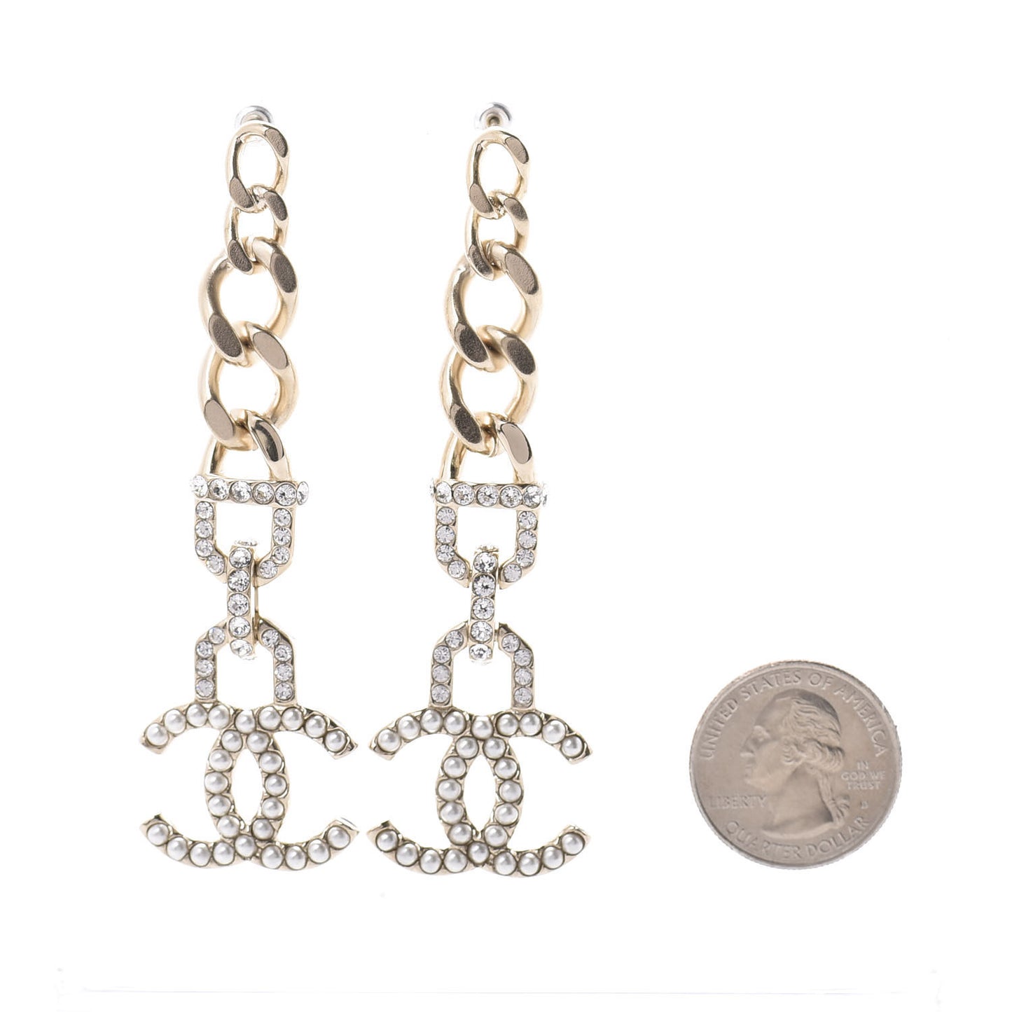 Metal Crystal CC Vendome CC Dangle Earrings Gold