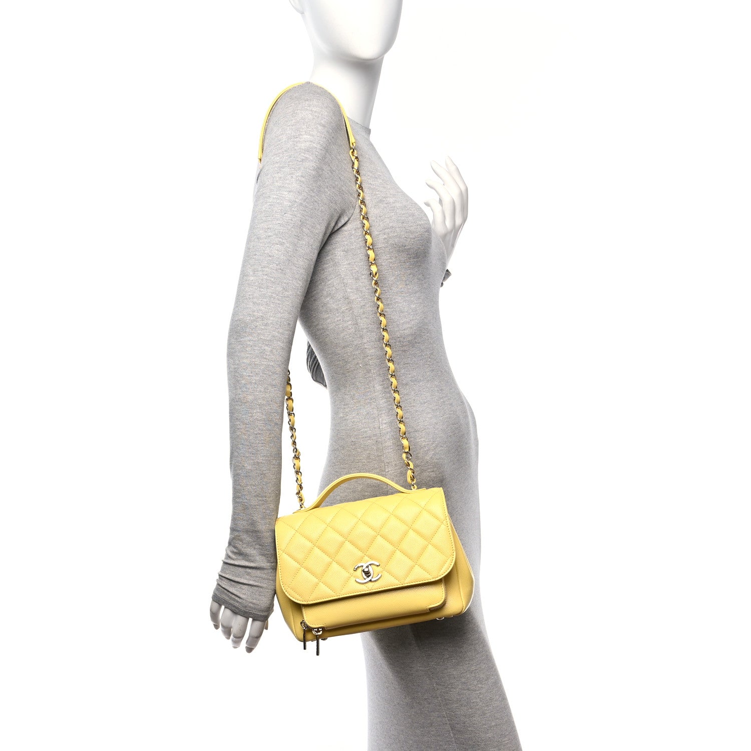 Chanel Caviar Quilted Medium Business Affinity Flap Yellow 2 of 10