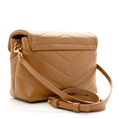 Saint Laurent Calfskin Y Quilted Monogram Toy Loulou Crossbody Bag Dark Natural 3 of 10