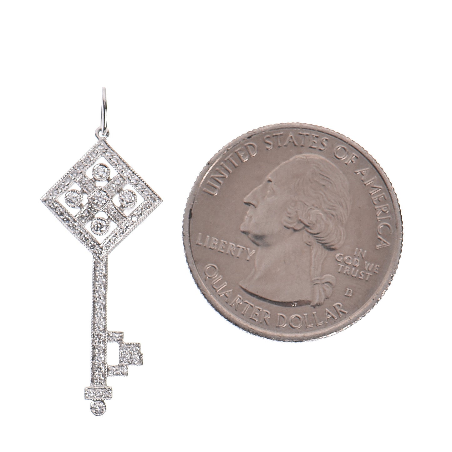 Platinum Diamond Small Checkerboard Key Pendant
