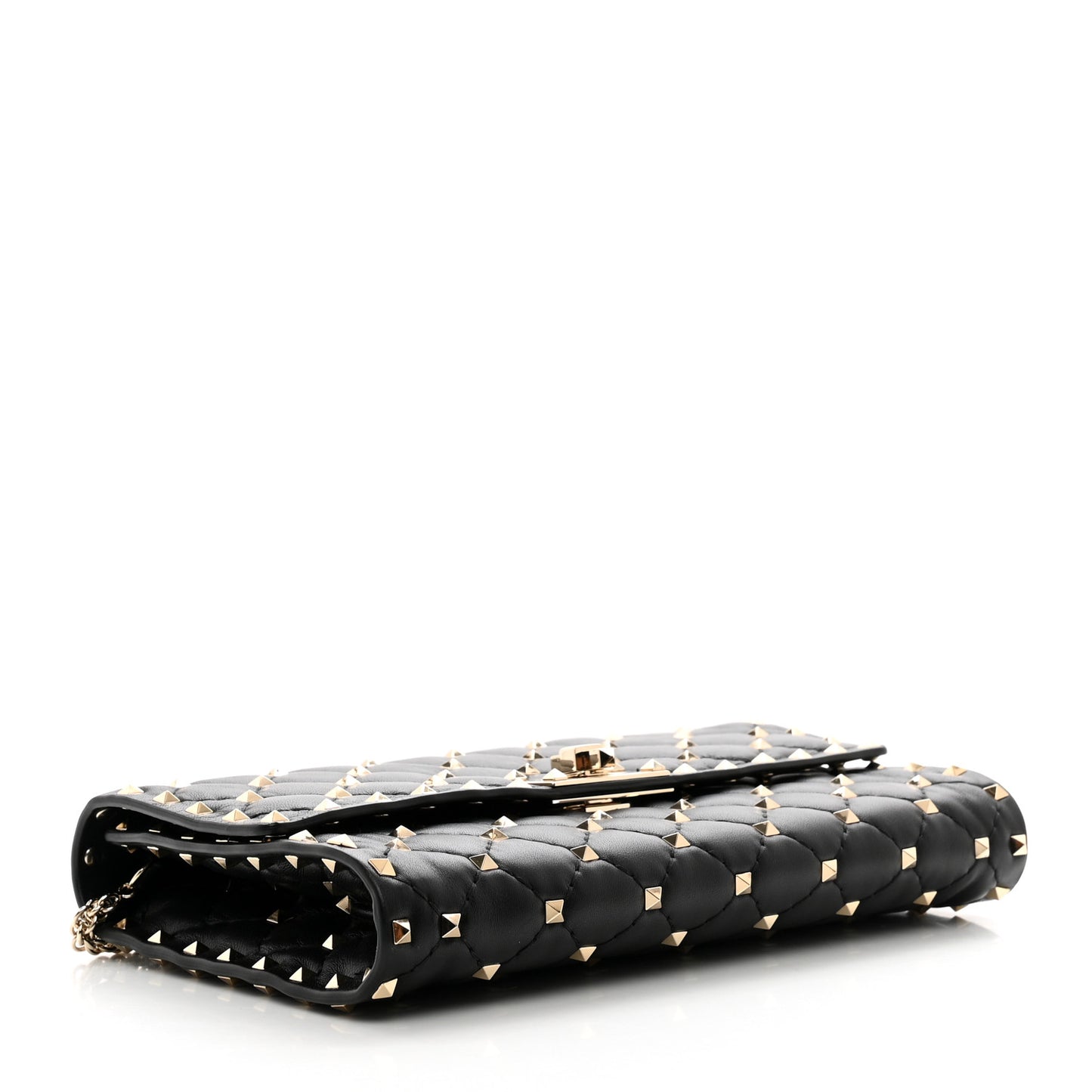 Nappa Rockstud Spike Wallet on Chain Black