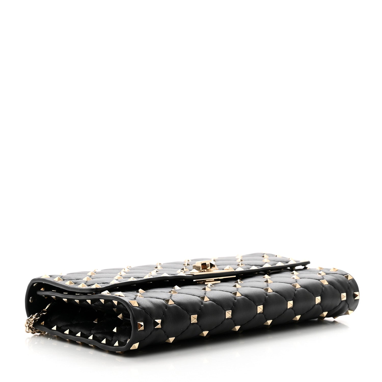 Valentino Garavani Nappa Rockstud Spike Wallet on Chain Black 4 of 10