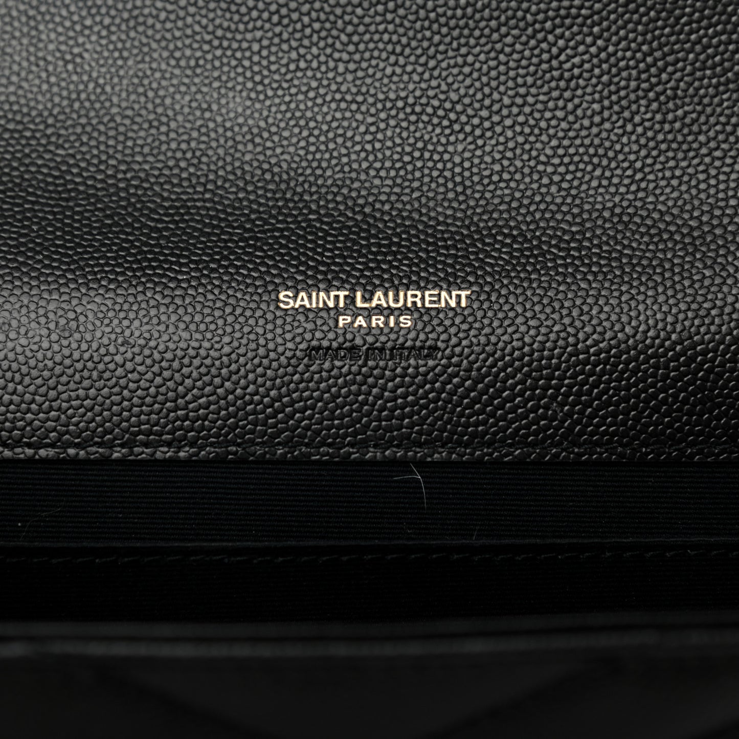 Grain De Poudre Matelasse Chevron Monogram Envelope Clutch Black