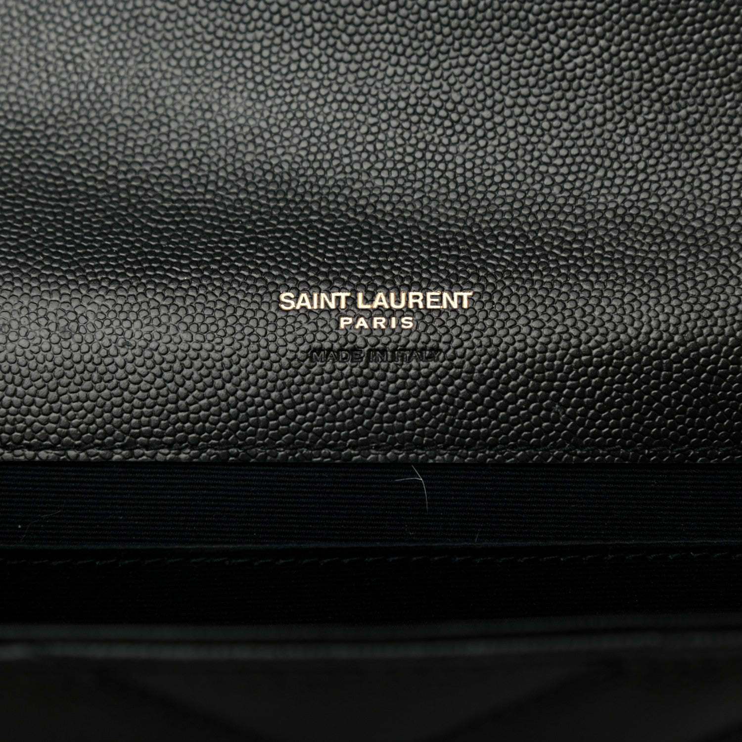 Saint Laurent Grain De Poudre Matelasse Chevron Monogram Envelope Clutch Black 6 of 7