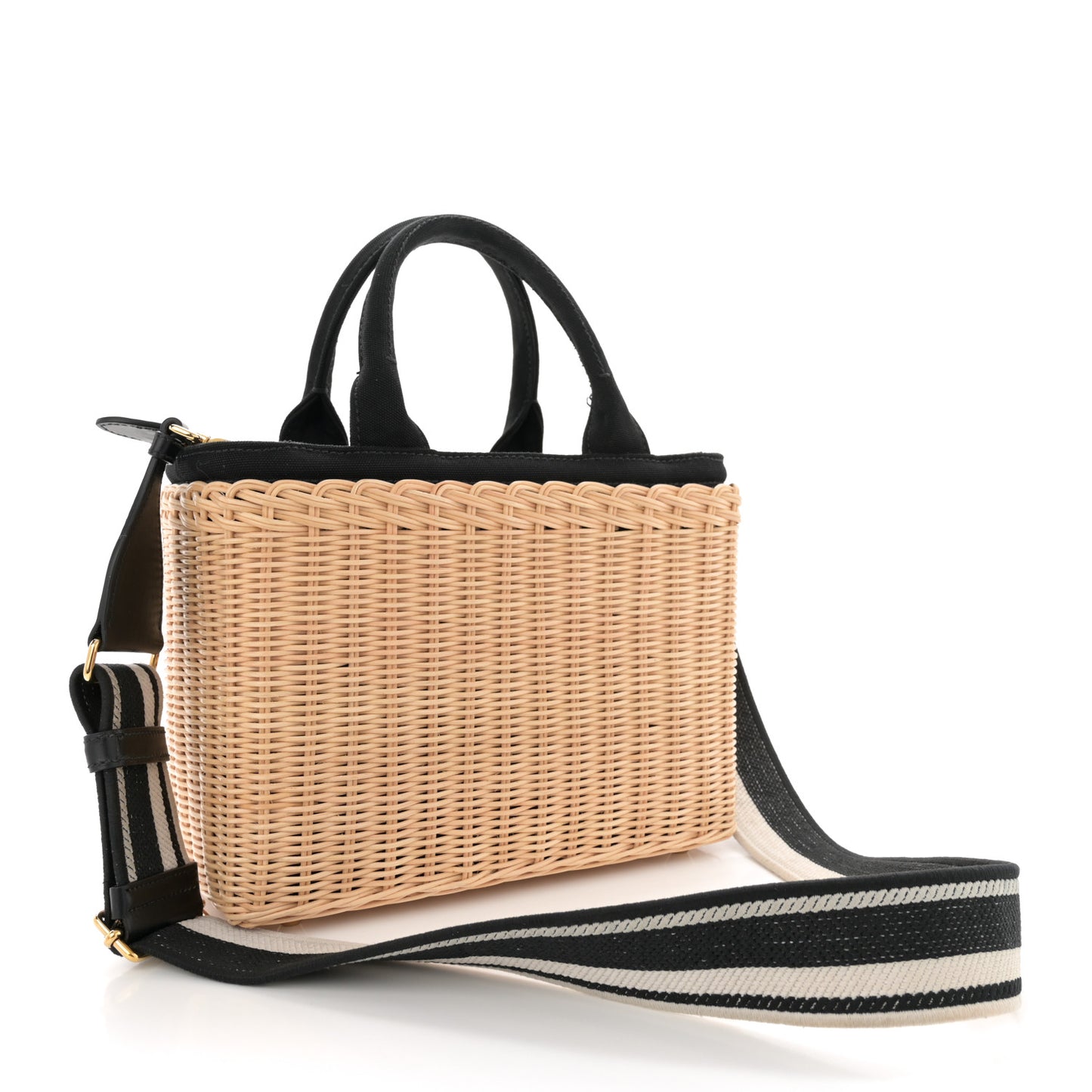 Wicker Canvas Tote Naturale Black