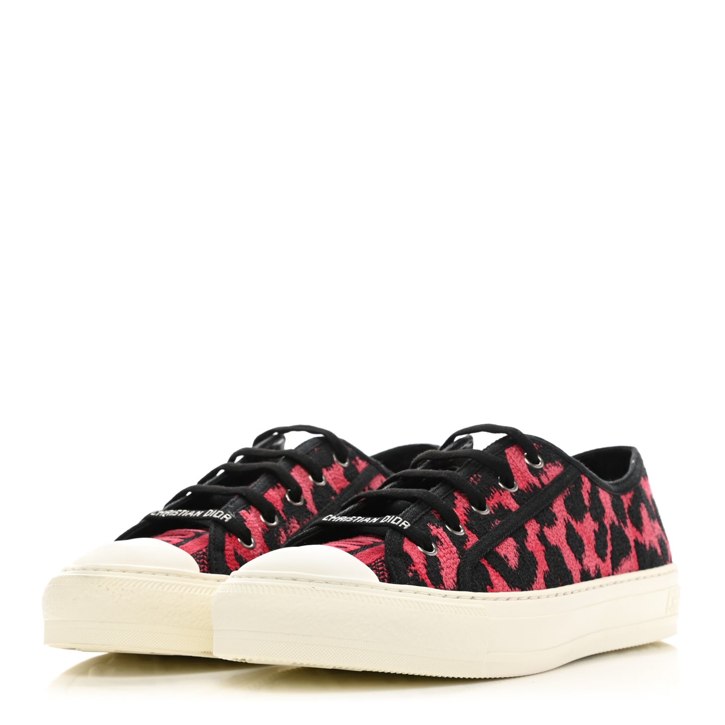 Cotton Mizza Embroidered Walk'N'Dior Low Top Sneakers 41 Red Multicolor