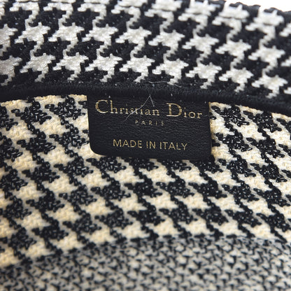Christian Dior Canvas Houndstooth Embroidered Medium Book Tote Black White 6 of 10