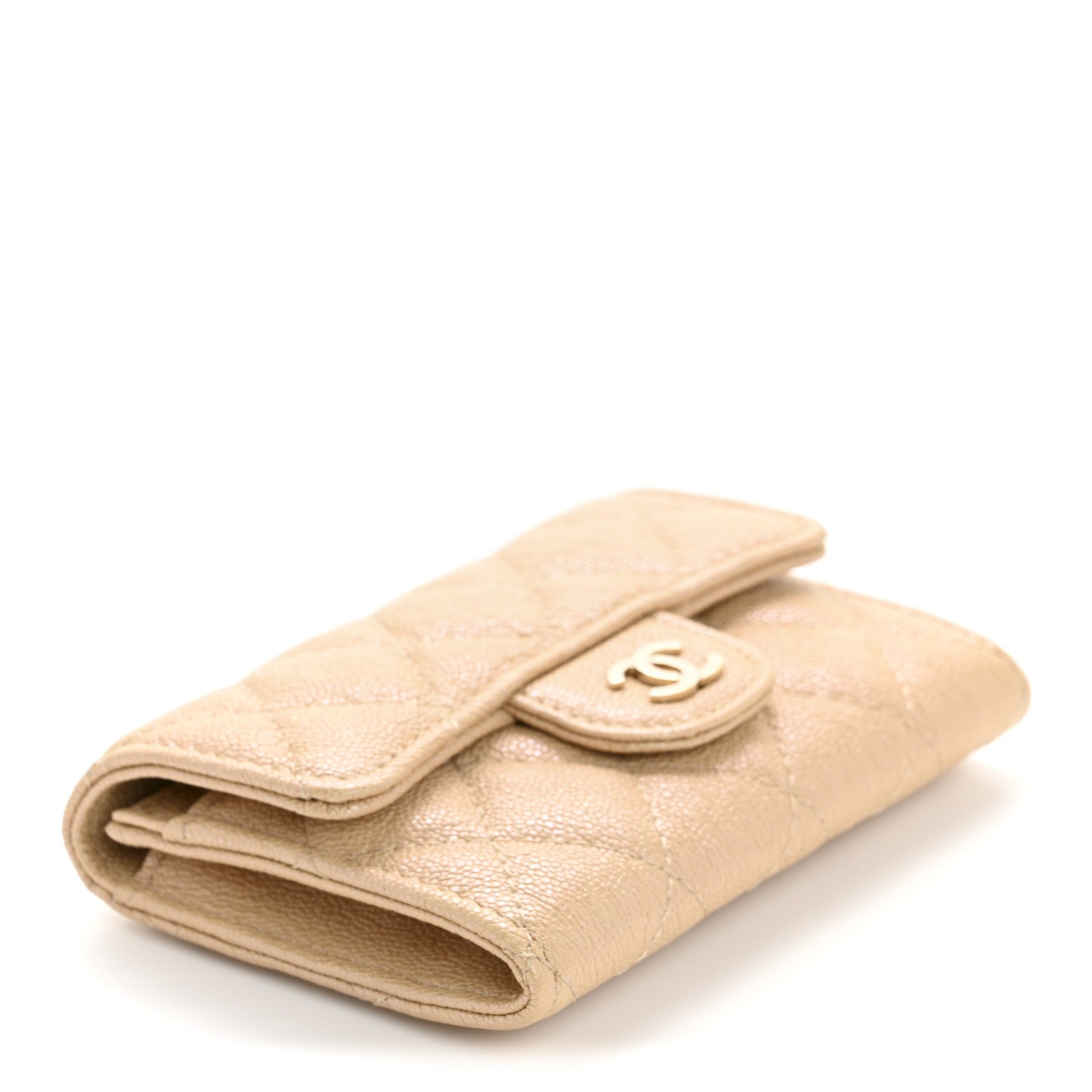 Chanel Iridescent Caviar Quilted Flap Card Holder Beige 8 of 20