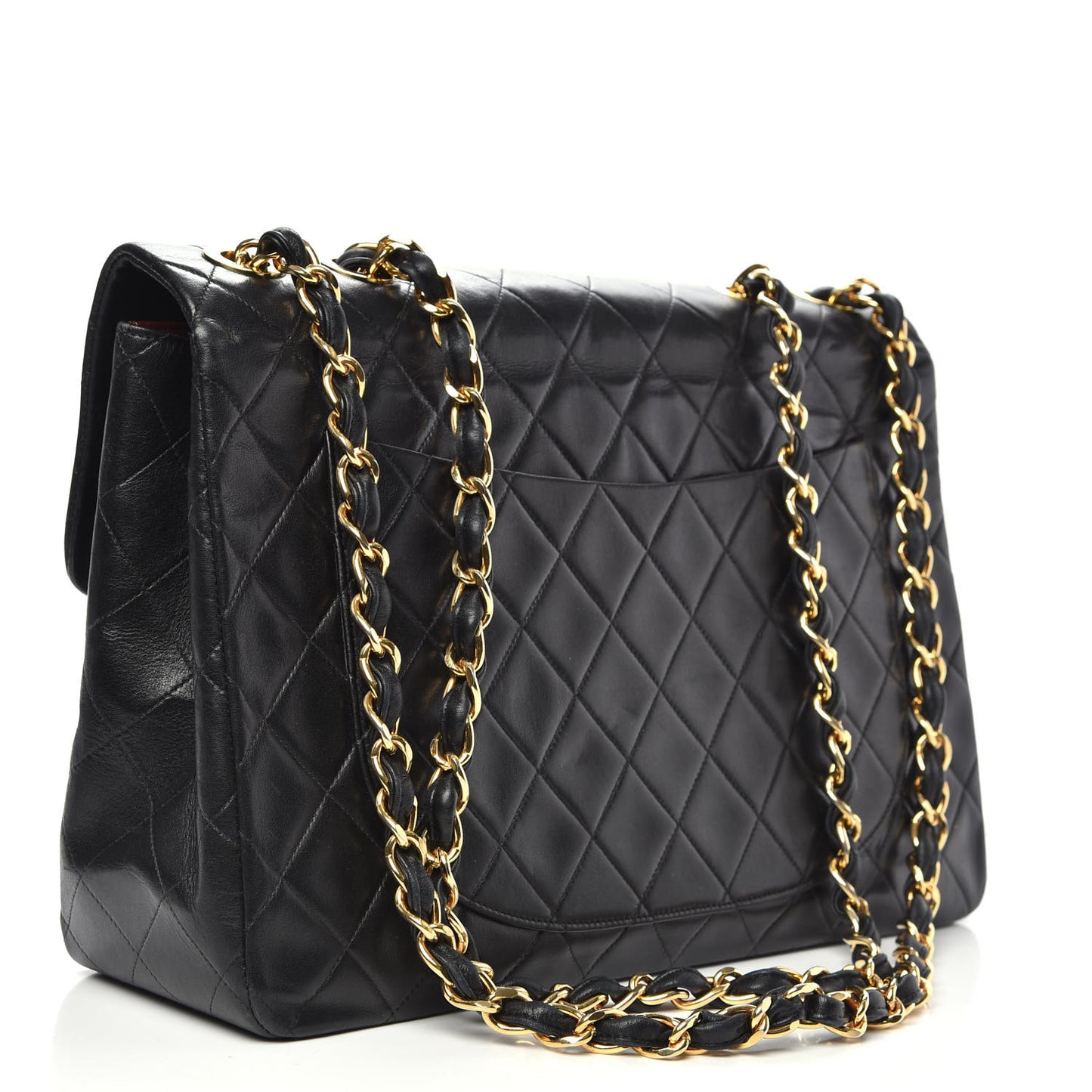 Lambskin Quilted XL Jumbo Single Flap Black
