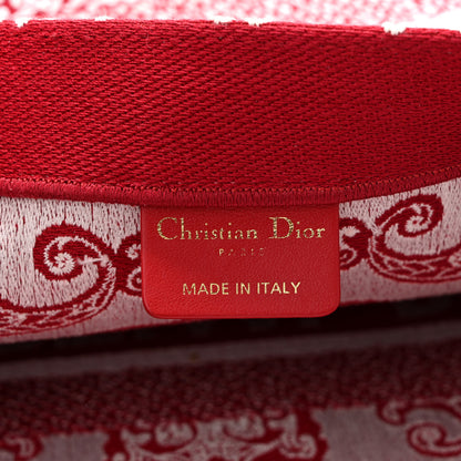 Christian Dior Canvas Embroidered Medium Book Tote Red White 6 of 11