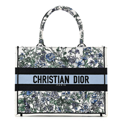 Christian Dior Canvas Embroidered Medium Flowers Book Tote Blue 1 of 10