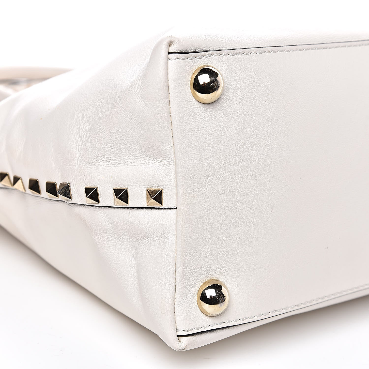 Valentino Garavani Vitello Rockstud Dome Satchel White 8 of 15
