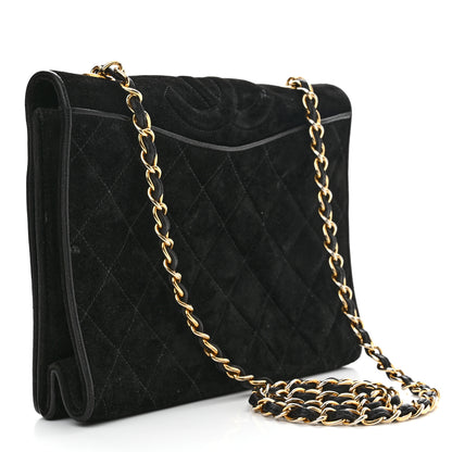 Chanel Suede Quilted CC Small Single Flap Black 3 of 15