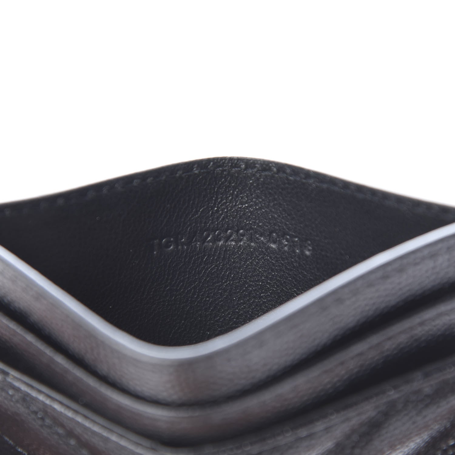 Saint Laurent Grain De Poudre Matelasse Chevron Monogram Credit Card Case Black 7 of 8
