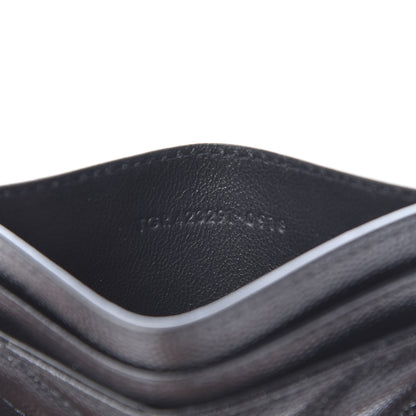 Saint Laurent Grain De Poudre Matelasse Chevron Monogram Credit Card Case Black 7 of 8