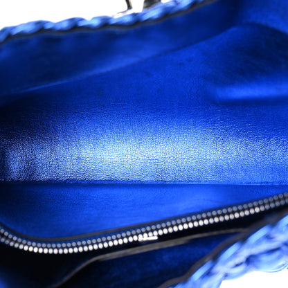 Salvatore Ferragamo Metallic Woven Calfskin Trifolio Shoulder Bag Bluette 6 of 10