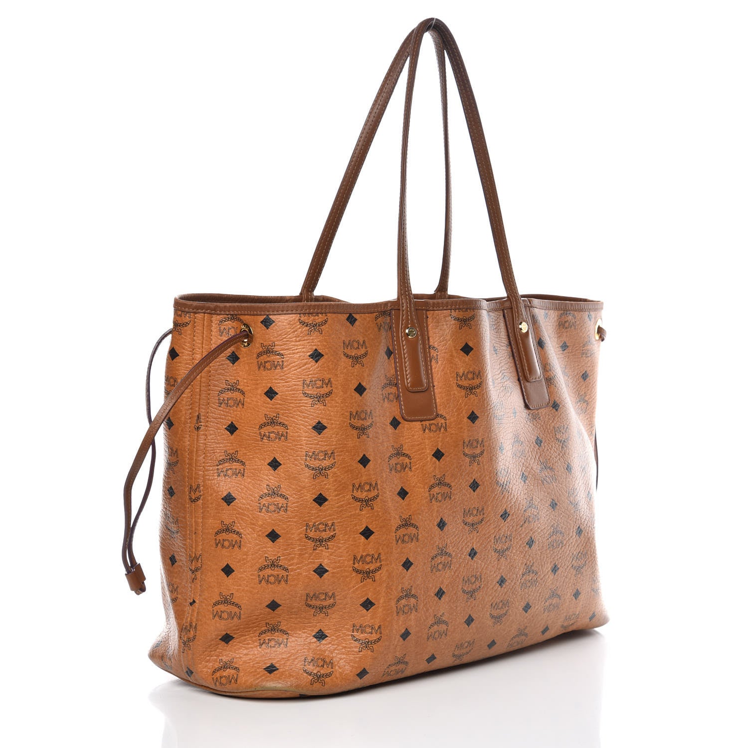 MCM Visetos Large Liz Reversible Shopper Tote Cognac 5 of 32