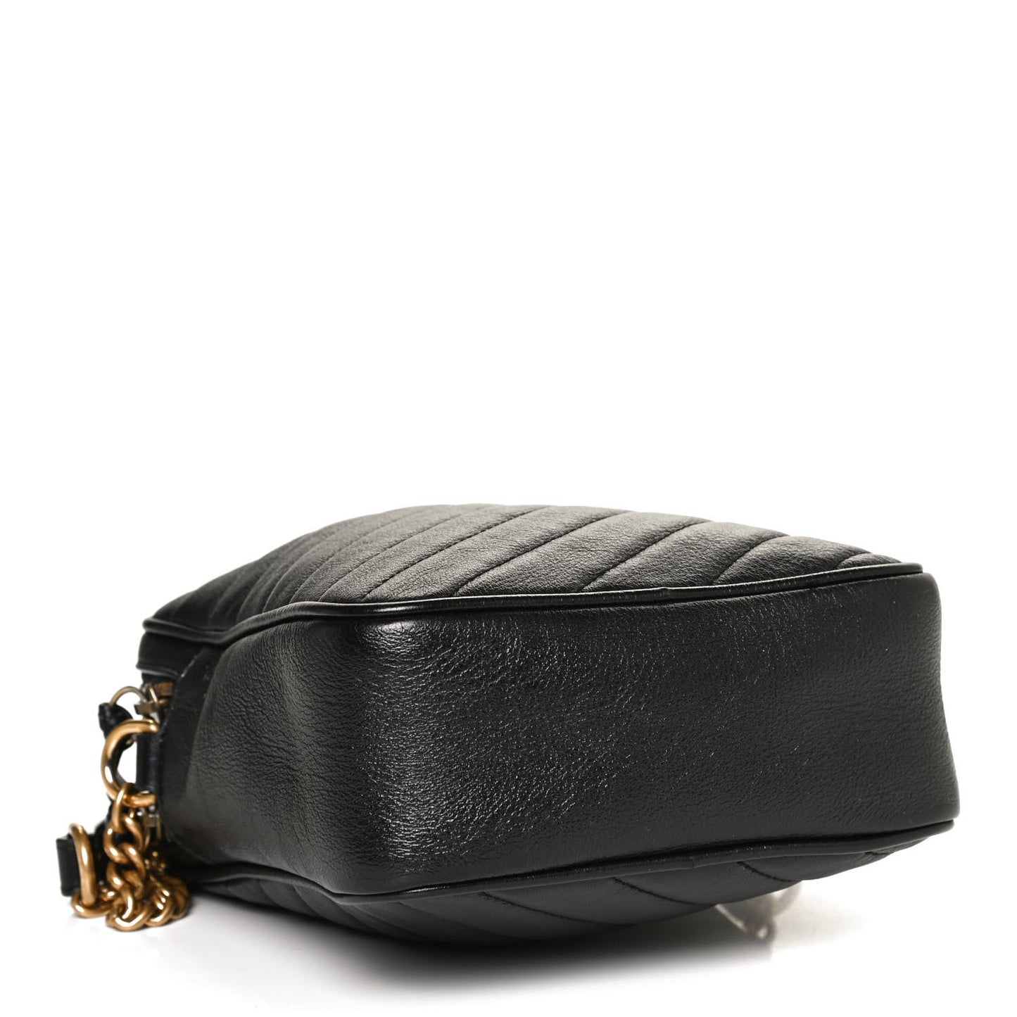 Azalea Calfskin Matelasse Diagonal Tall GG Marmont Crossbody Bag Black