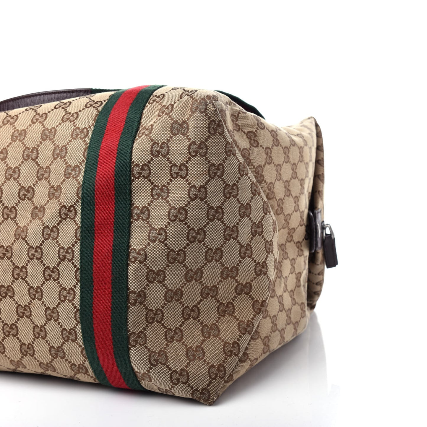 GG Monogram Web Medium Collapsible Carry On Duffle Beige Brown