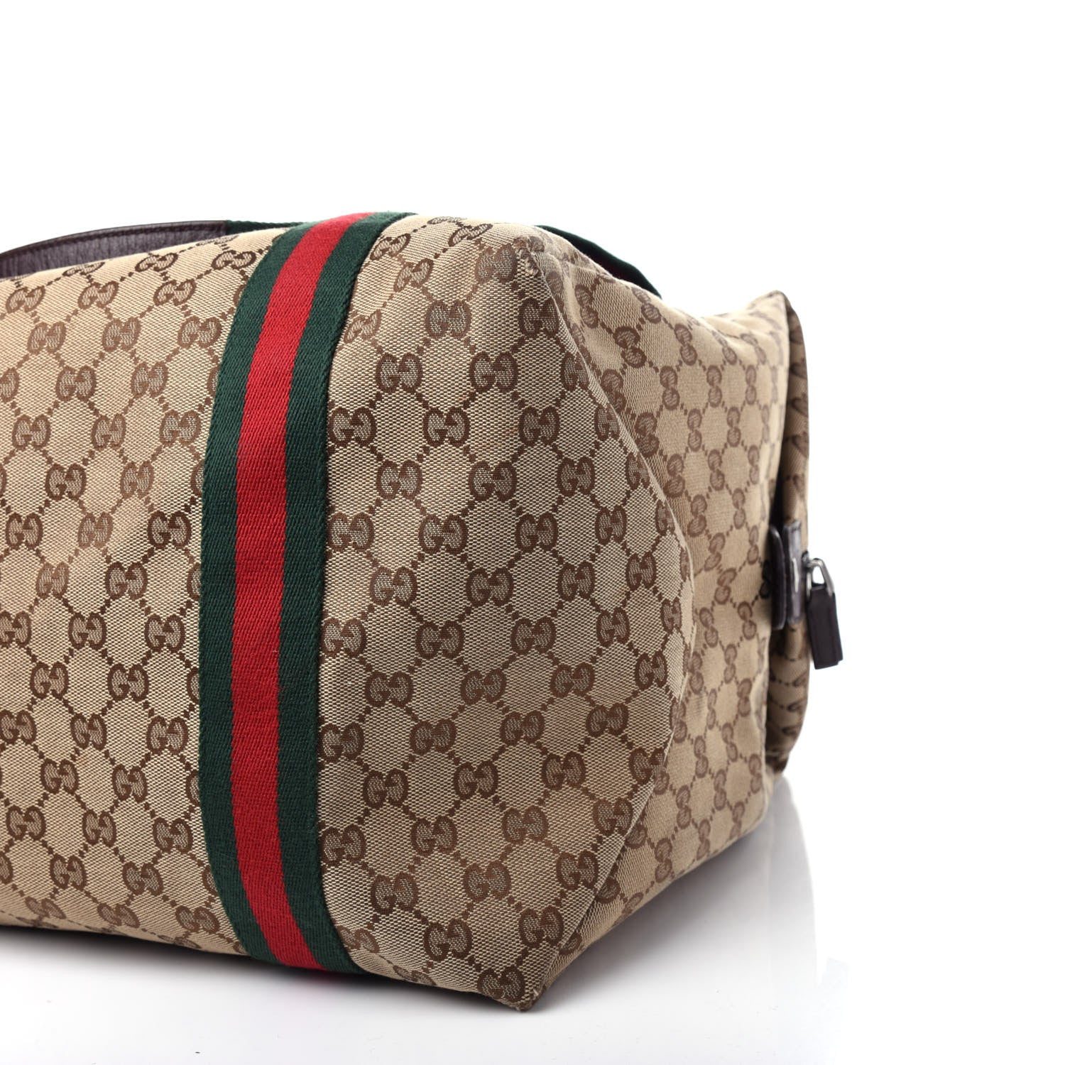 Gucci GG Monogram Web Medium Collapsible Carry On Duffle Beige Brown 8 of 9