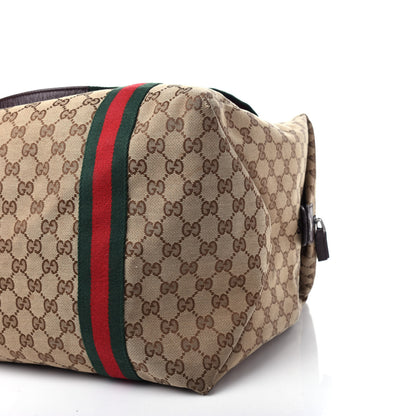 Gucci GG Monogram Web Medium Collapsible Carry On Duffle Beige Brown 8 of 9